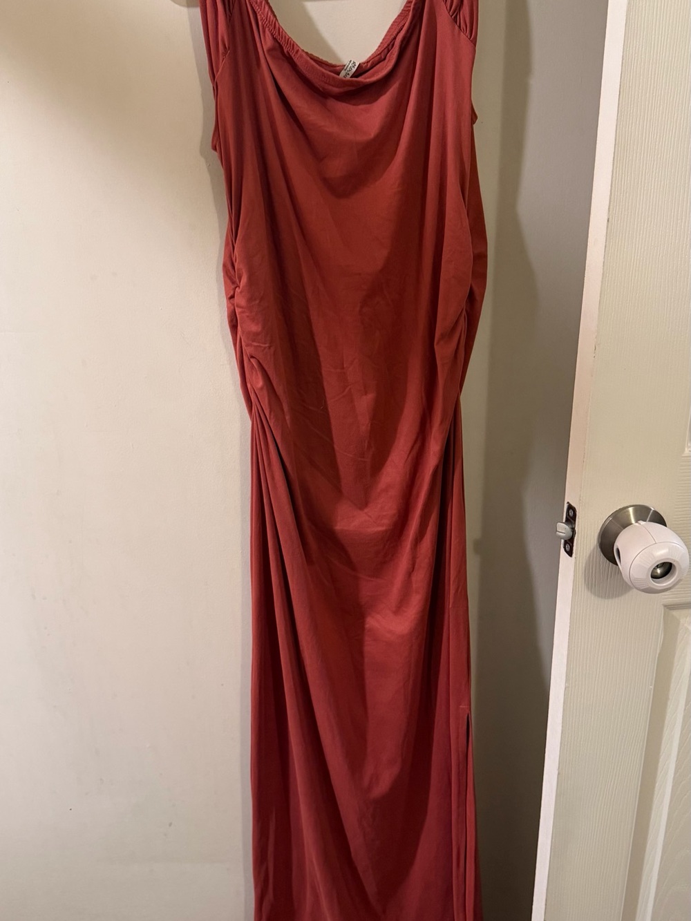 Motherhood Maternity Rust Maxi Dress with Draped Neckline
